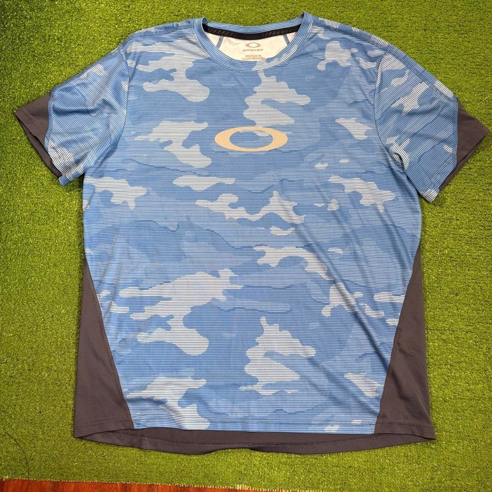 Oakley Blue Y2K Camo Performance T-Shirt Size Men's LG Regular Fit